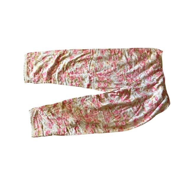 Floral Pink Pajama Pant / Sweat Pant Size Small by Gillian O’ Malley - Picture 1 of 4
